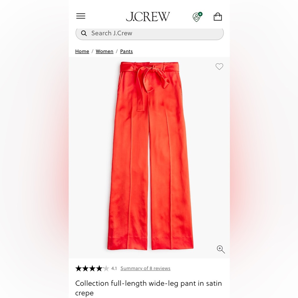 NWT JCrew Collection Satin Crepe Pants